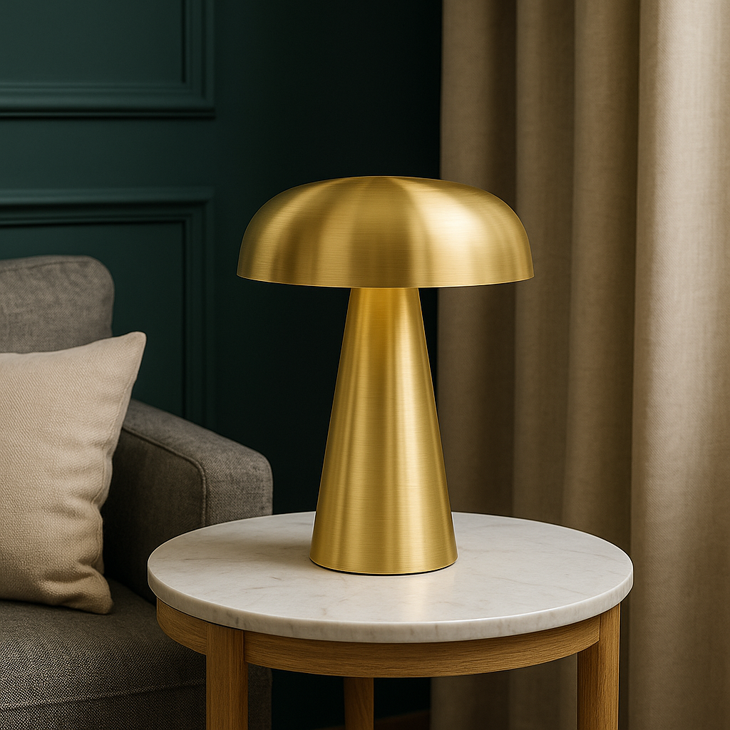 Brushed Metal Mushroom Table Lamp