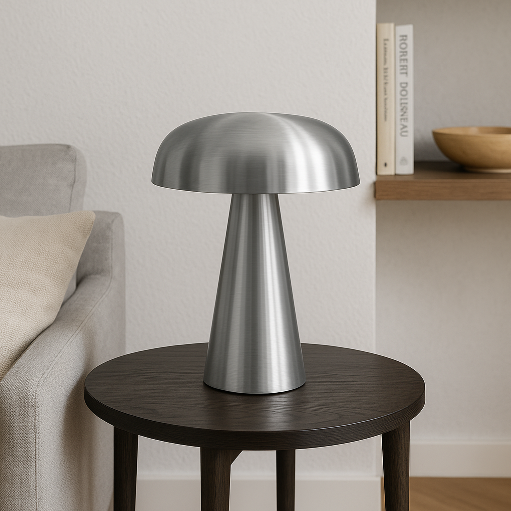 Brushed Metal Mushroom Table Lamp