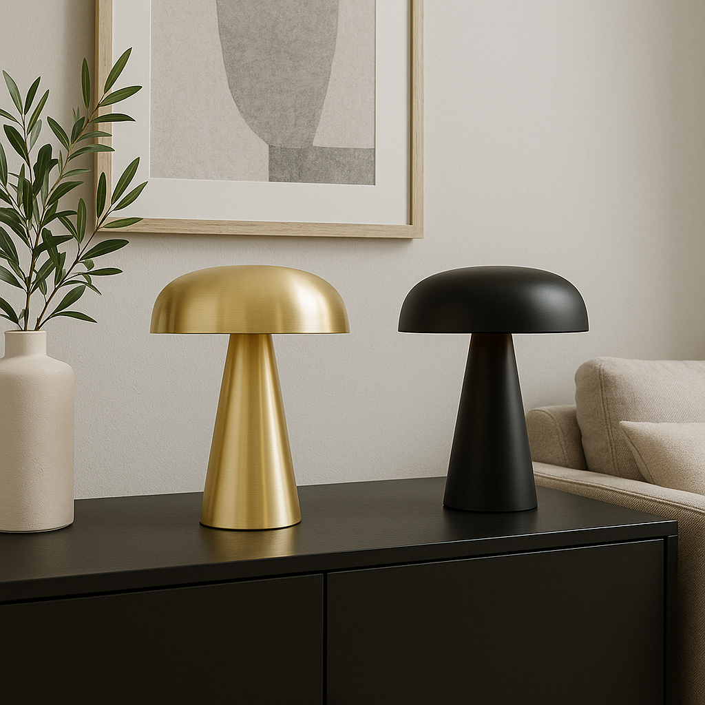Brushed Metal Mushroom Table Lamp