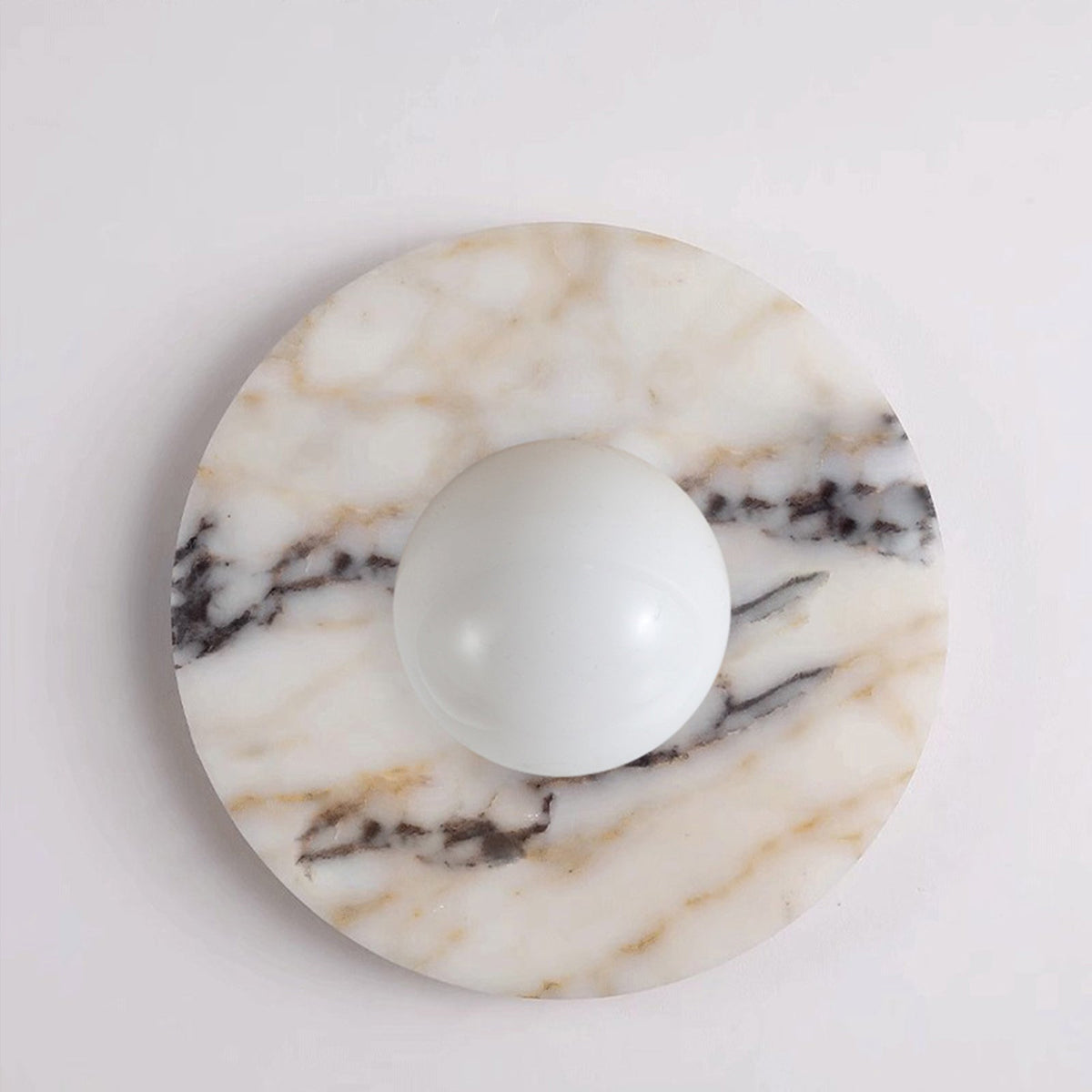 Marble Wall Sconce with Round Backplate and Globe Shade