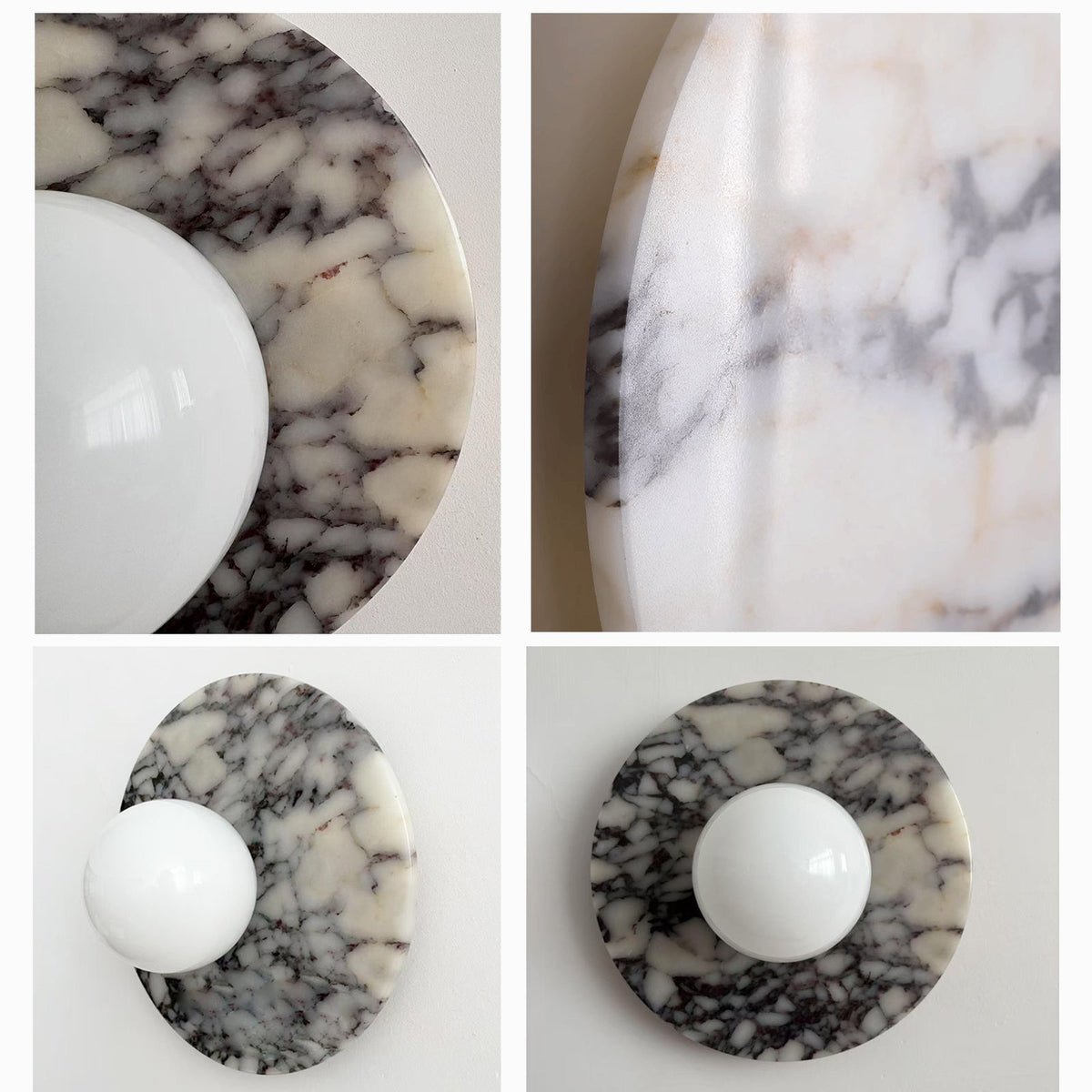 Marble Wall Sconce with Round Backplate and Globe Shade