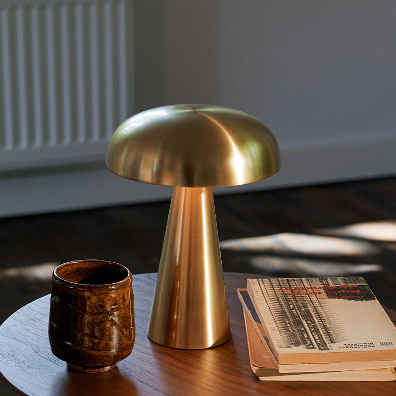 Brushed Metal Mushroom Table Lamp